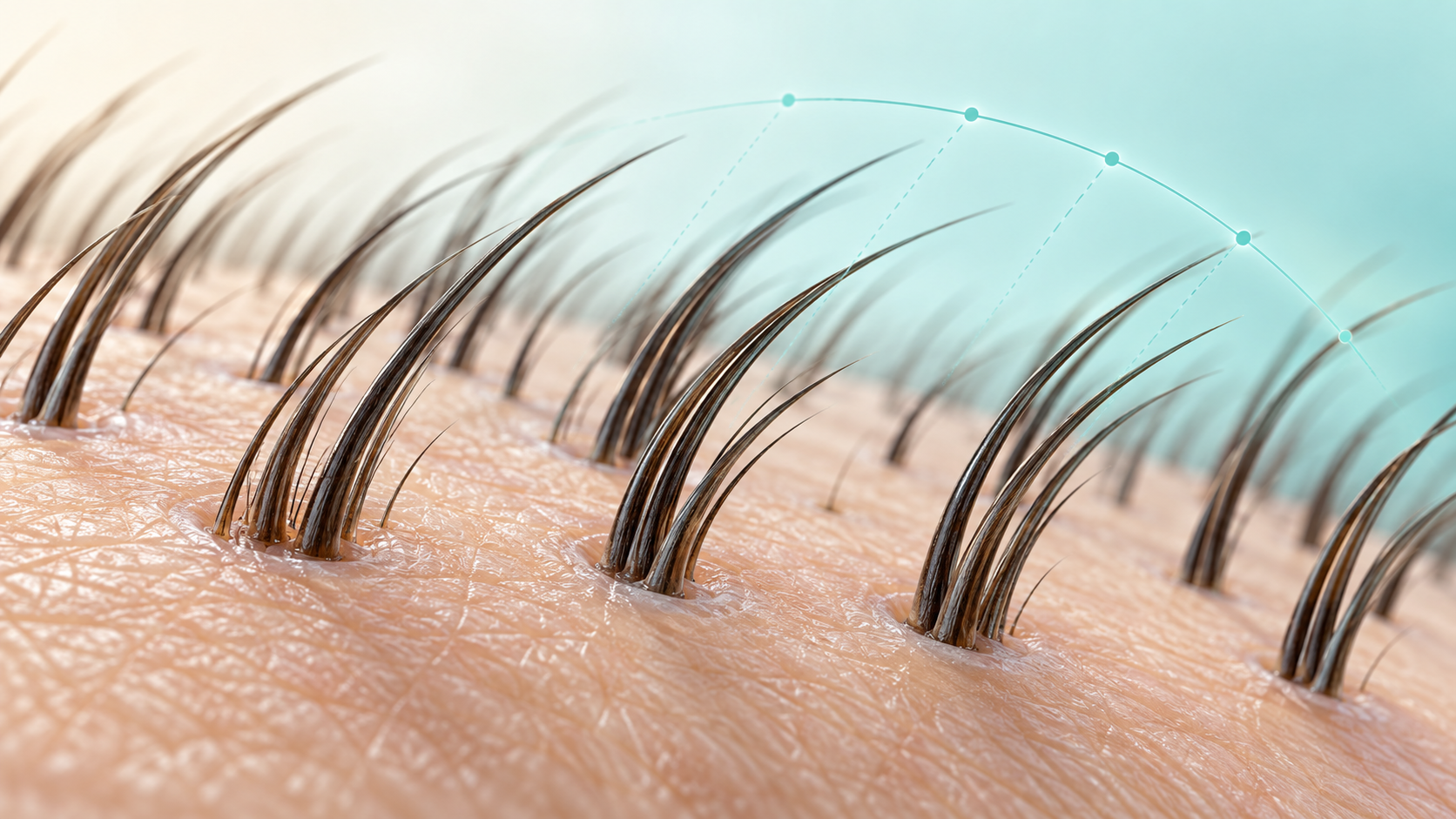 Representative medical visualization of follicular direction and spacing