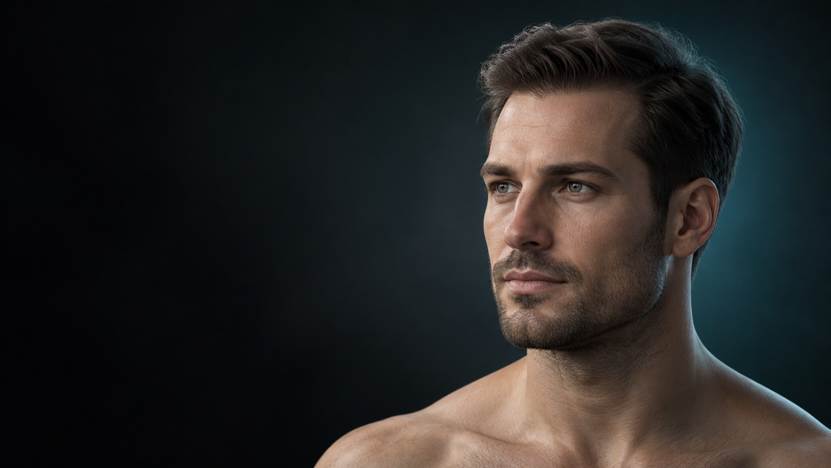 A discreet three-dimensional medical visualization of a male head and scalp